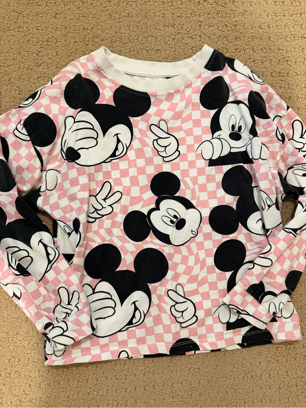 Zara Pink & Black Disney Mickey Print Sweatshirt